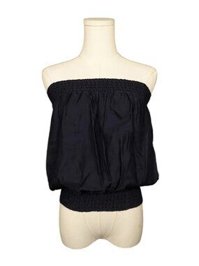 Navy Smocked Strapless Bubble Top